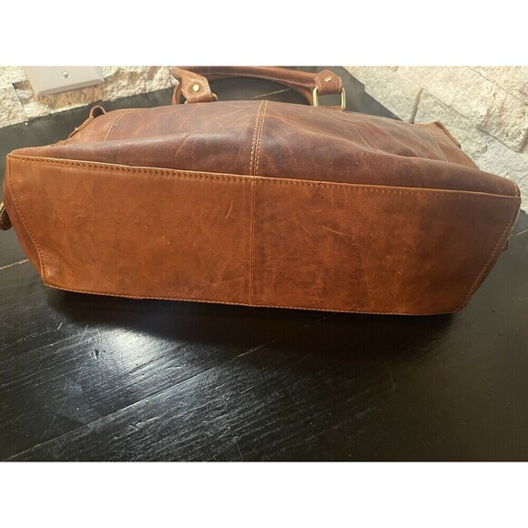 Valenchi Genuine 100% Brown Leather Large Embossed Tooled Floral Shoulder Bag - Picture 6 of 12